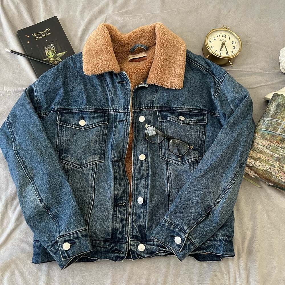 Anthropology Fur Jean Jacket